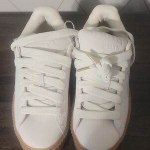Puma Fenty White and Tan Sneakers